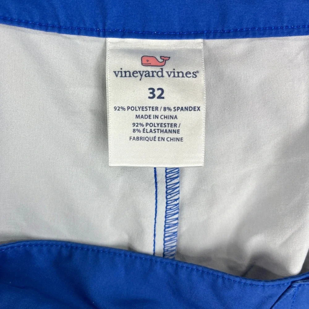 Vineyard Vines Board Shorts Men 32 Blue Nautical Map Print Swim Trunks Neon Trim